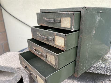 vintage green metal parts box|Vintage Green Metal Industrial Utility Cabinet Parts Storage 4.